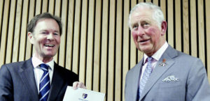 HRH The Prince of Wales is presented with Bynum Tudor Fellowship