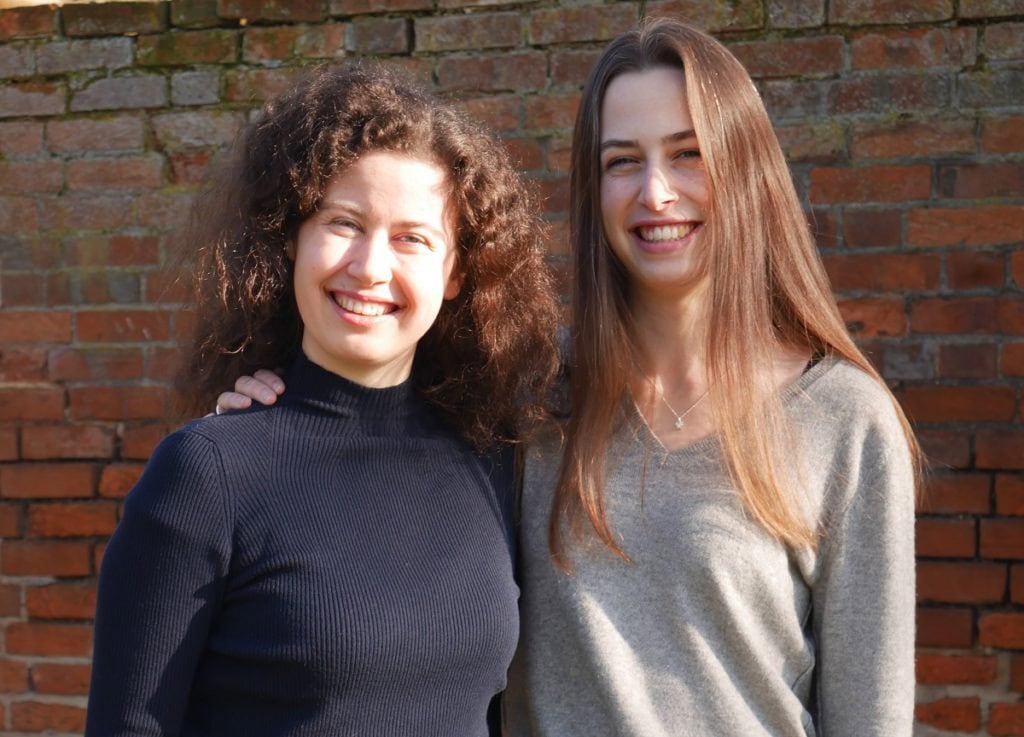 Marlene and Hannah in the College gardens