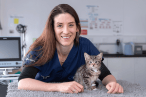 Caroline Scobie with kitten