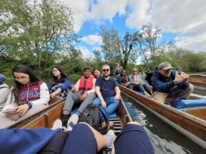 Thiyagalingam punting on the River Cherwell