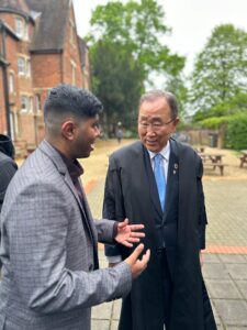 Thiyagalingam with Ban Ki-moon at Kellogg