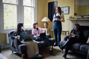 Students in a shared common room