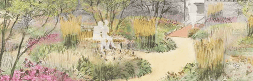 artist impression of the Vincent Strudwick Contemplative Garden