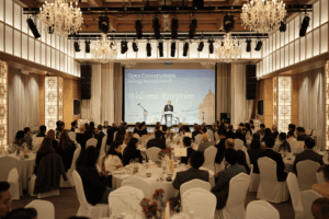 Panel speakers discussing global issues at Kellogg College’s Open Conversations in Seoul